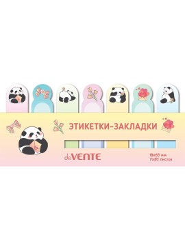 Закладки с клеевым краем бумажные 18*65мм 7цв*20л deVENTE Panda