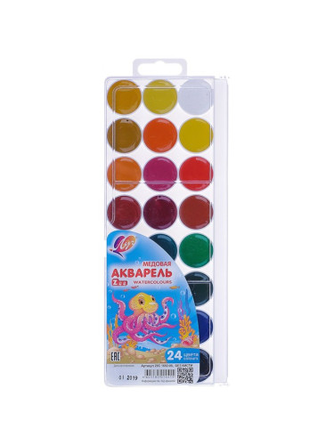 Краски аквар. 24цв. "Zoo" медовые без кисти Луч