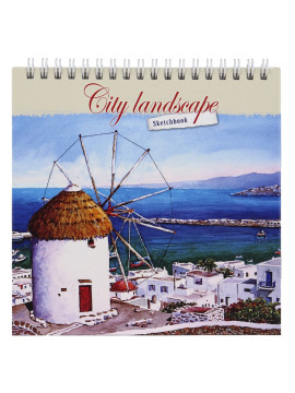 Скетч-бук на пружине ,165*165мм,40л."Мельница"